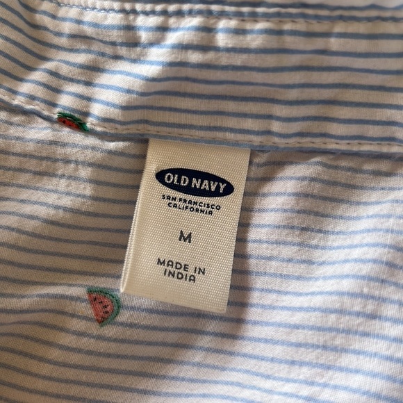 Old Navy Relaxed Blue Striped Button Front Blouse Size Medium - Picture 8 of 10